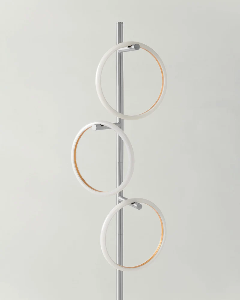 Vloerlamp Ring LED Dimbaar Goud Metaal 3 Lichtkringen Modern | Sansoti