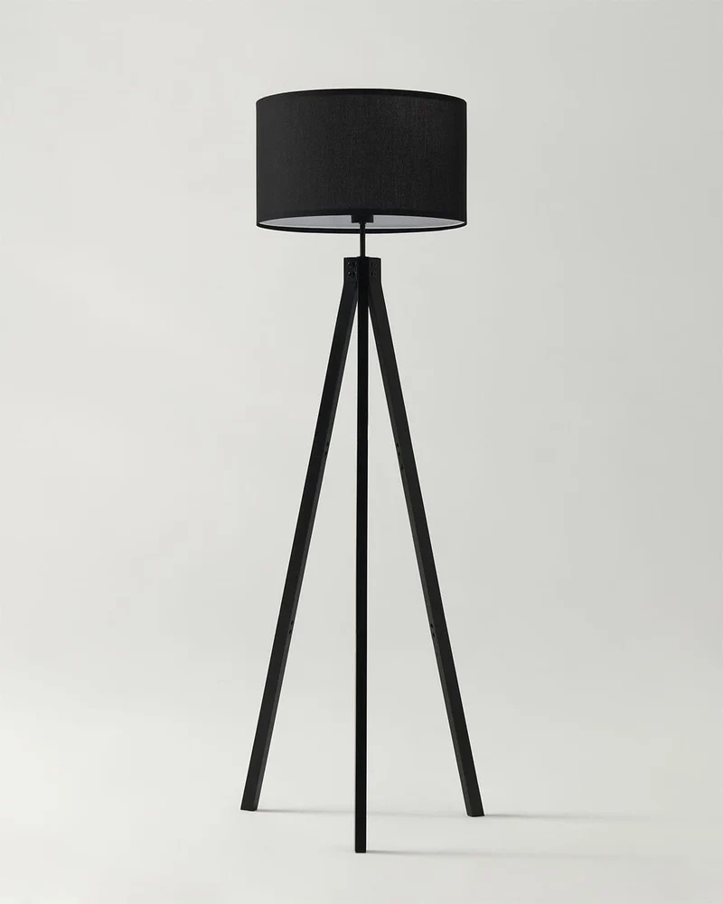 Vloerlamp Tripod Houten Driepoot 152cm Met Stoffen Kap LED | Sansoti