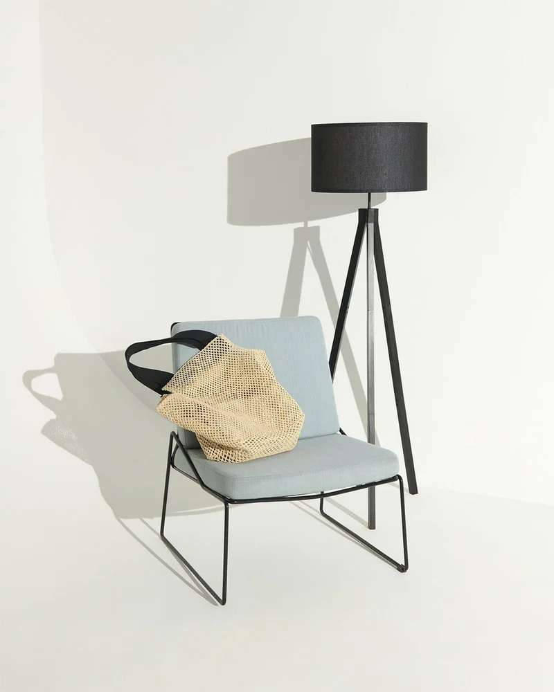 Vloerlamp Tripod Houten Driepoot 152cm Met Stoffen Kap LED | Sansoti