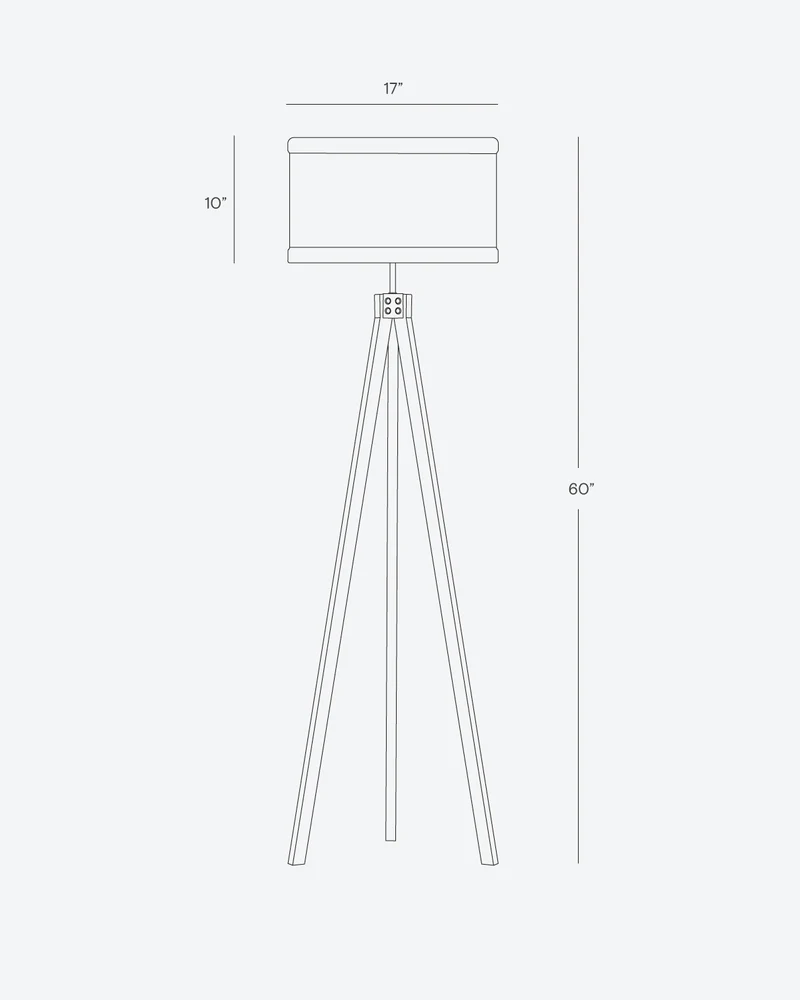 Vloerlamp Tripod Houten Driepoot 152cm Met Stoffen Kap LED | Sansoti