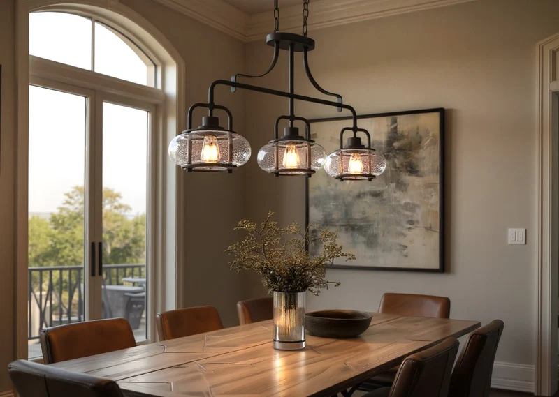 Kroonluchter Donker Brons Met Glasbollen 3 Lichts 96cm | Sansoti