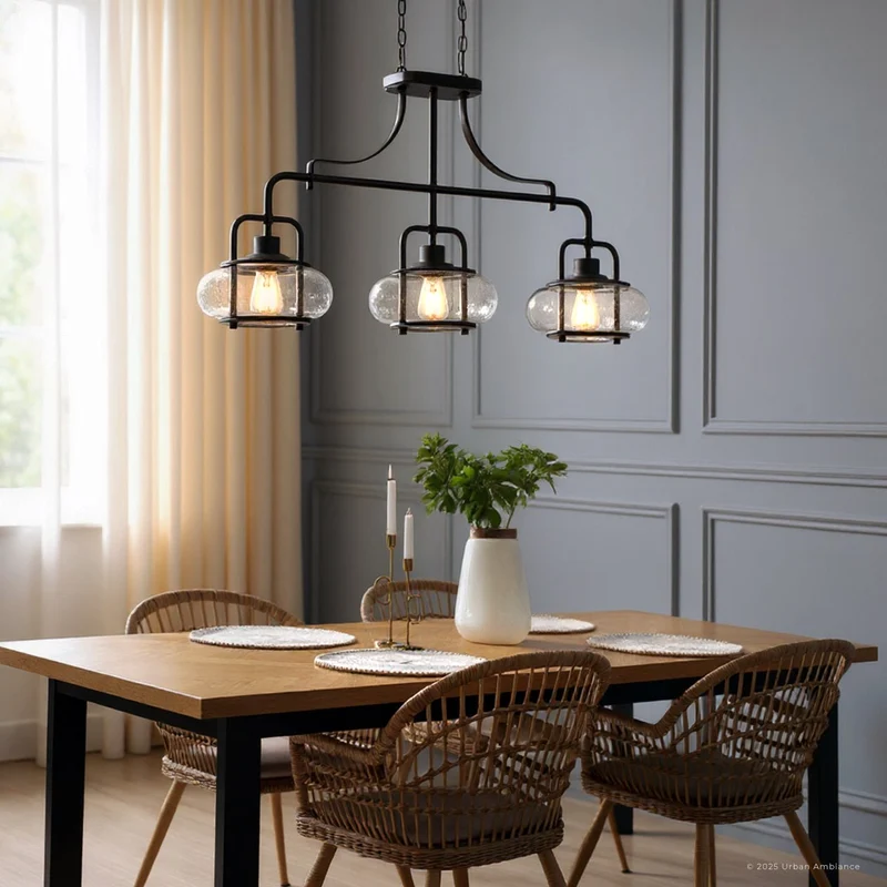Kroonluchter Donker Brons Met Glasbollen 3 Lichts 96cm | Sansoti