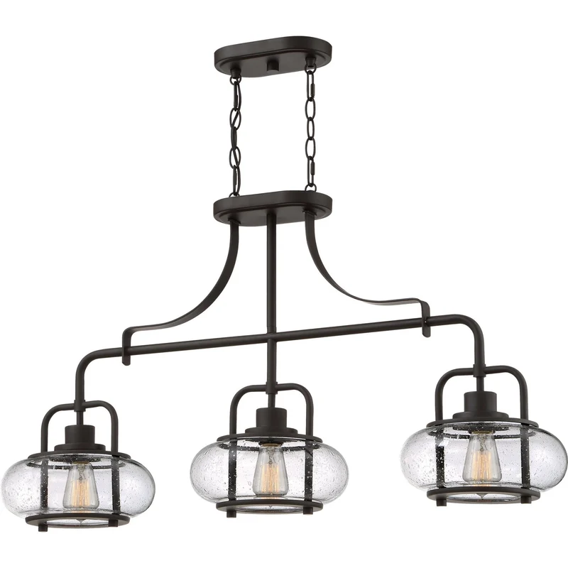 Kroonluchter Donker Brons Met Glasbollen 3 Lichts 96cm | Sansoti