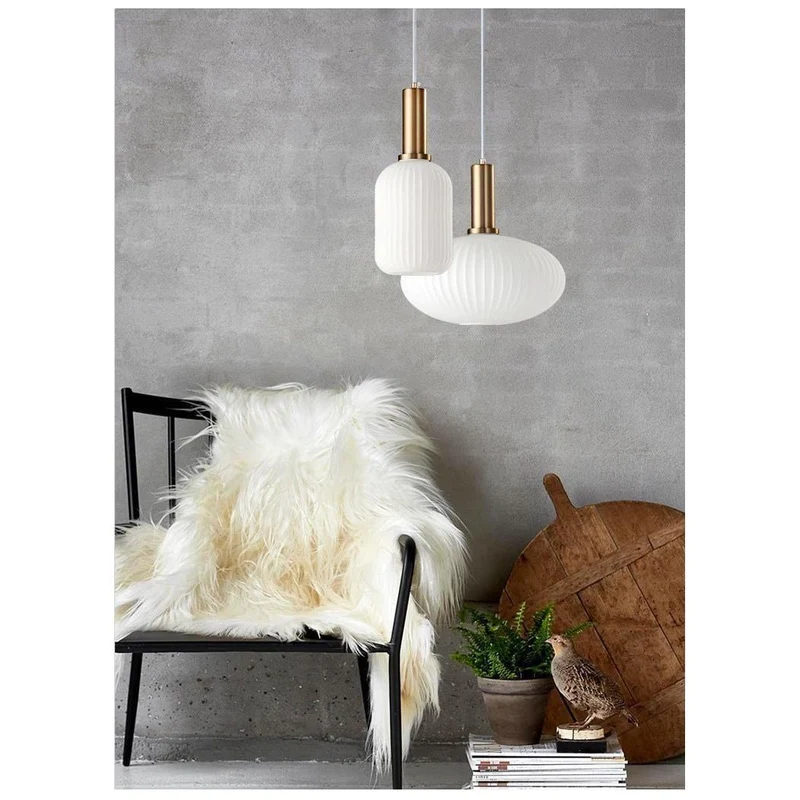 Hanglamp Ribbelglas Vintage 1-Lichts Goud E27 | Sansoti