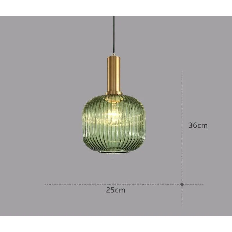 Hanglamp Ribbelglas Vintage 1-Lichts Goud E27 | Sansoti