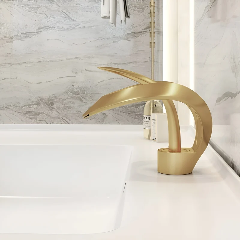 Wastafelkraan Design Waterval Mengkraan Messing Modern | Sansoti