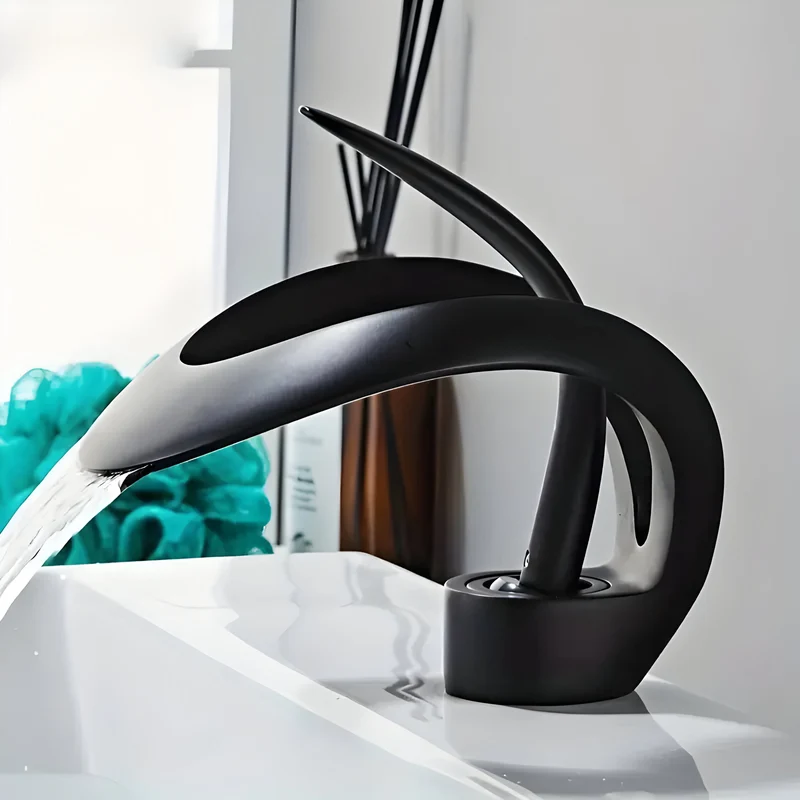 Wastafelkraan Design Waterval Mengkraan Messing Modern | Sansoti