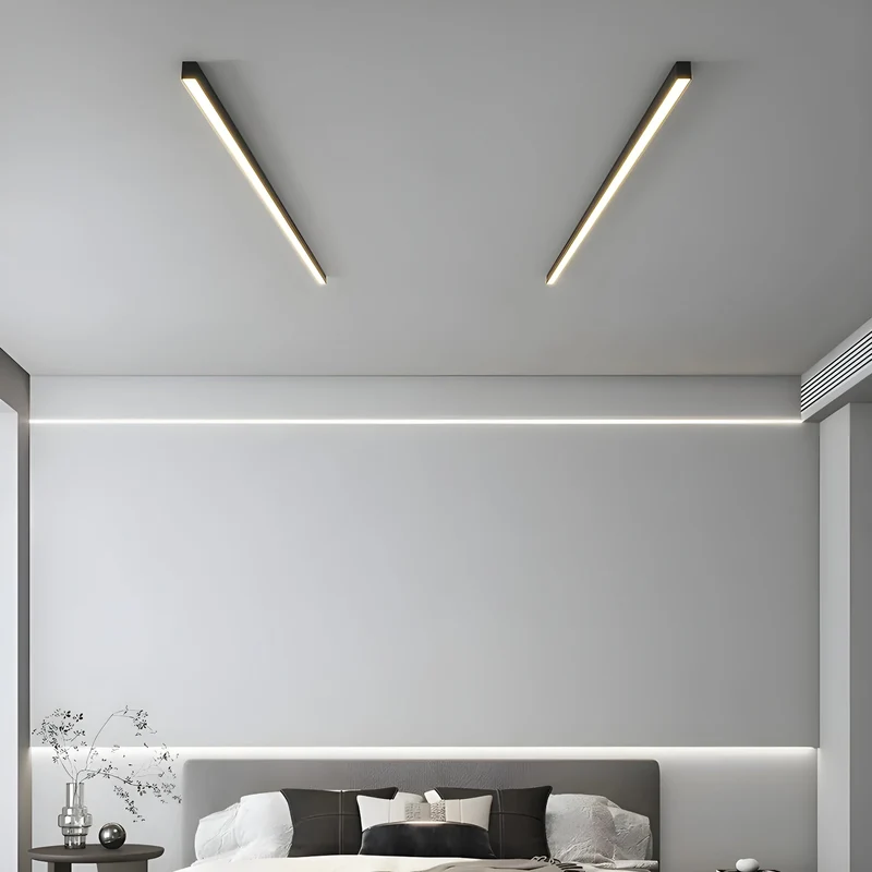 LED Plafondlamp Smal Modern Aluminium Zwart Wit 60-120cm | Sansoti