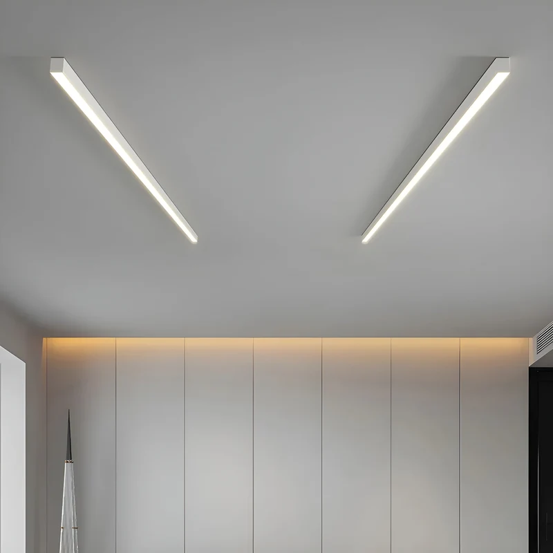 LED Plafondlamp Smal Modern Aluminium Zwart Wit 60-120cm | Sansoti