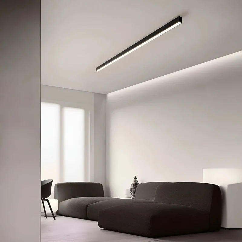 LED Plafondlamp Smal Modern Aluminium Zwart Wit 60-120cm | Sansoti