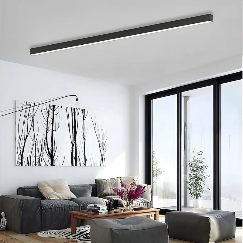 LED Plafondlamp Smal Modern Aluminium Zwart Wit 60-120cm | Sansoti
