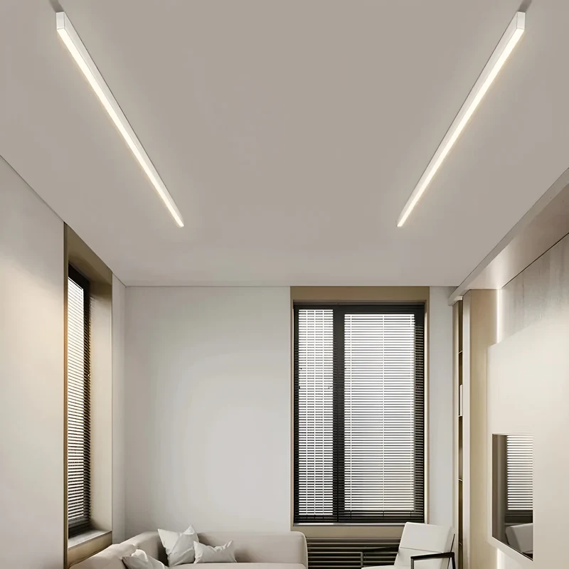 LED Plafondlamp Smal Modern Aluminium Zwart Wit 60-120cm | Sansoti