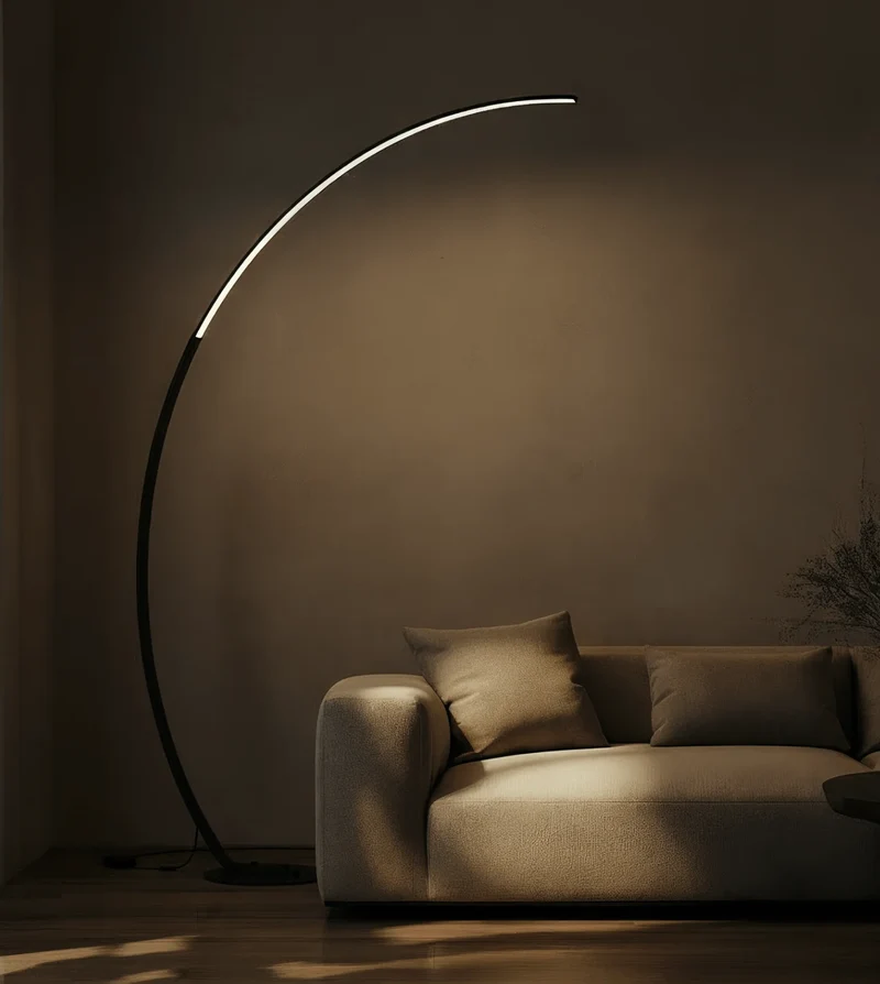 LED Vloerlamp Booglamp Zwart Wit Dimbaar 170cm Modern Design | Sansoti