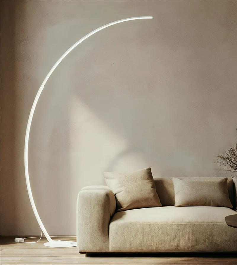 LED Vloerlamp Booglamp Zwart Wit Dimbaar 170cm Modern Design | Sansoti