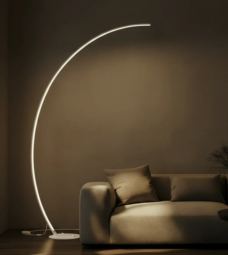LED Vloerlamp Booglamp Zwart Wit Dimbaar 170cm Modern Design | Sansoti
