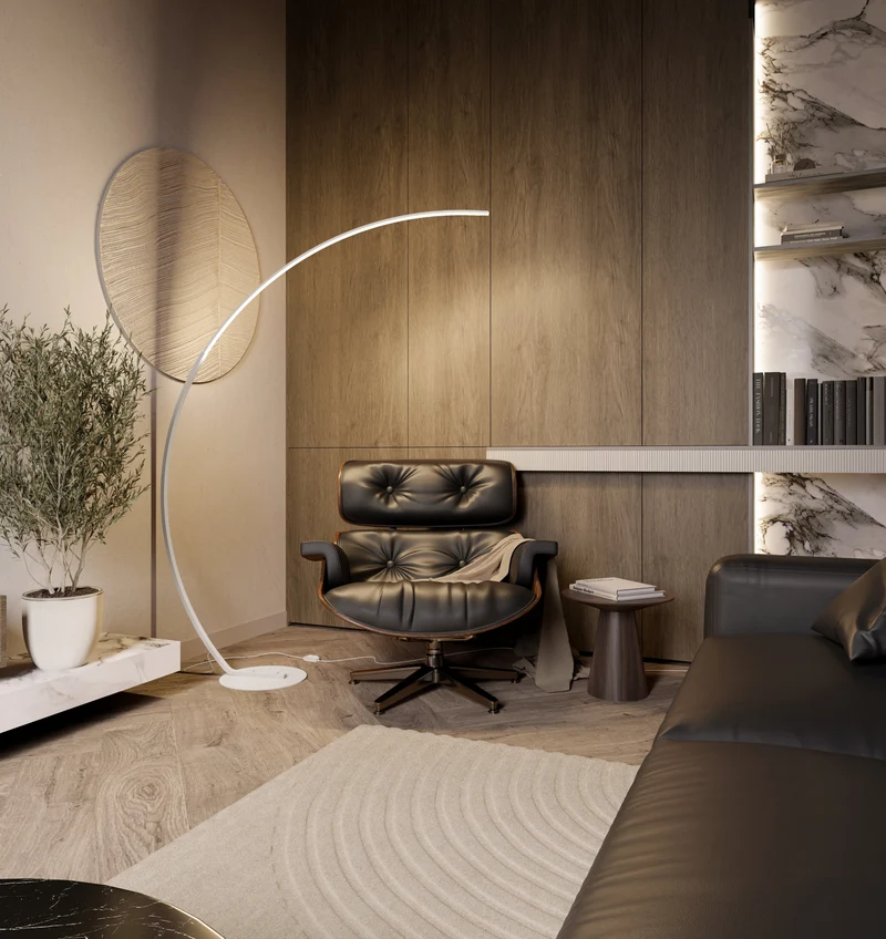 LED Vloerlamp Booglamp Zwart Wit Dimbaar 170cm Modern Design | Sansoti