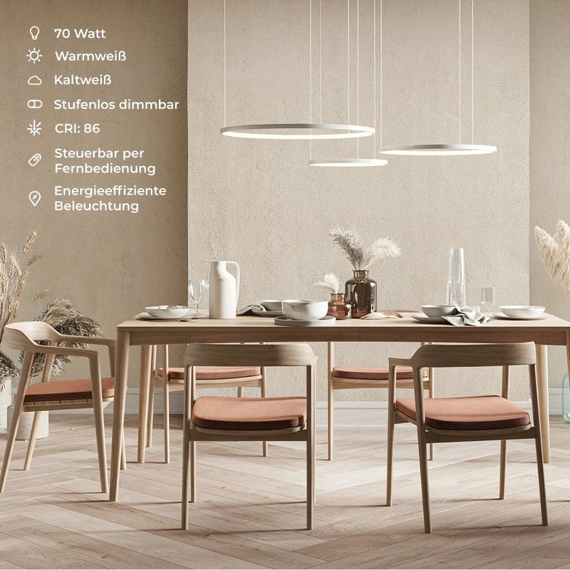 LED Hanglamp Ringen Zwart Wit Goud Dimbaar 70W Aluminium Modern | Sansoti
