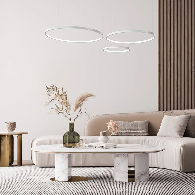 LED Hanglamp Ringen Zwart Wit Goud Dimbaar 70W Aluminium Modern | Sansoti