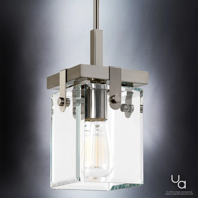 Hanglamp Cube Glas Nikkel 30cm Modern Industrieel E26 | Sansoti