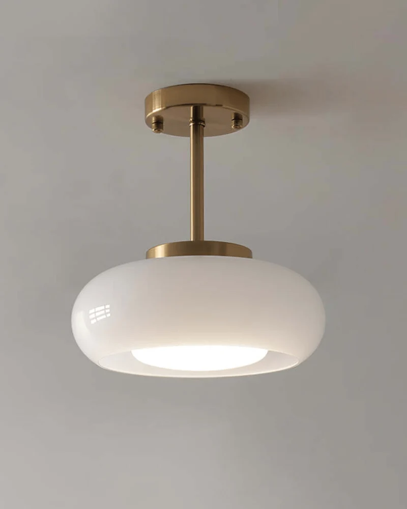 Hanglamp Glas Goud 40cm E27 Amber Wit Modern Design | Sansoti