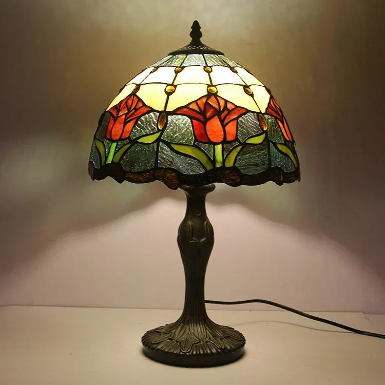 Tiffany Tafellamp Buntglas Klassiek 45cm E26 Glas Metaal Woonkamer | Sansoti