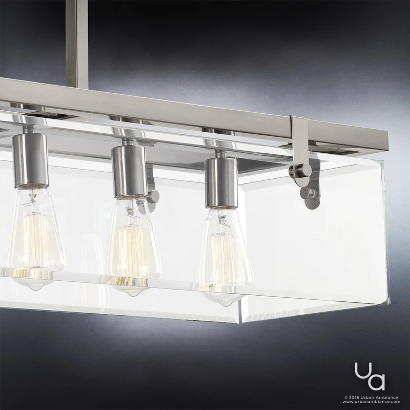 Hanglamp Rechthoekig Cube Glas Staal Nikkel 93cm Eetkamer Modern | Sansoti