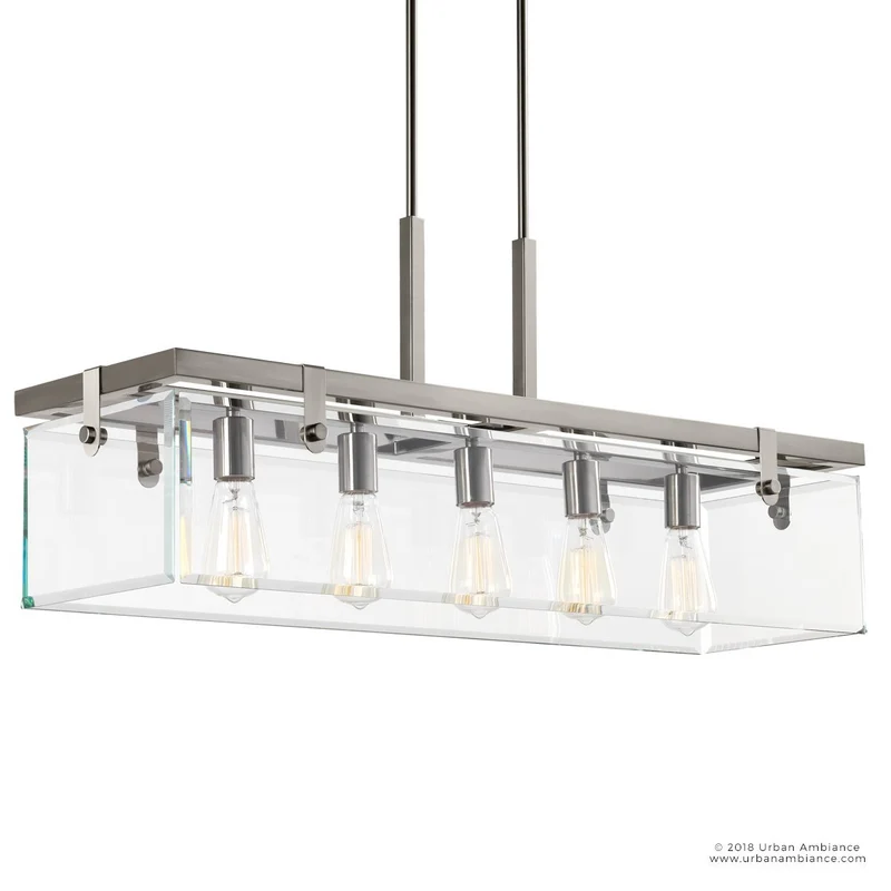 Hanglamp Rechthoekig Cube Glas Staal Nikkel 93cm Eetkamer Modern | Sansoti