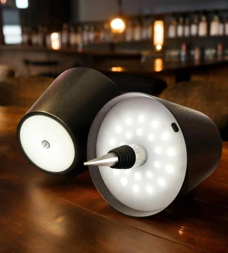 Flessenlamp LED Oplaadbaar Aluminium Tafellamp Voor Wijnfles Warm Licht | Sansoti