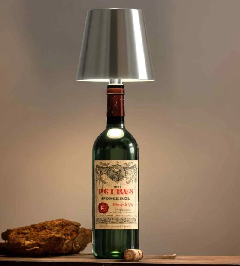 Flessenlamp LED Oplaadbaar Aluminium Tafellamp Voor Wijnfles Warm Licht | Sansoti