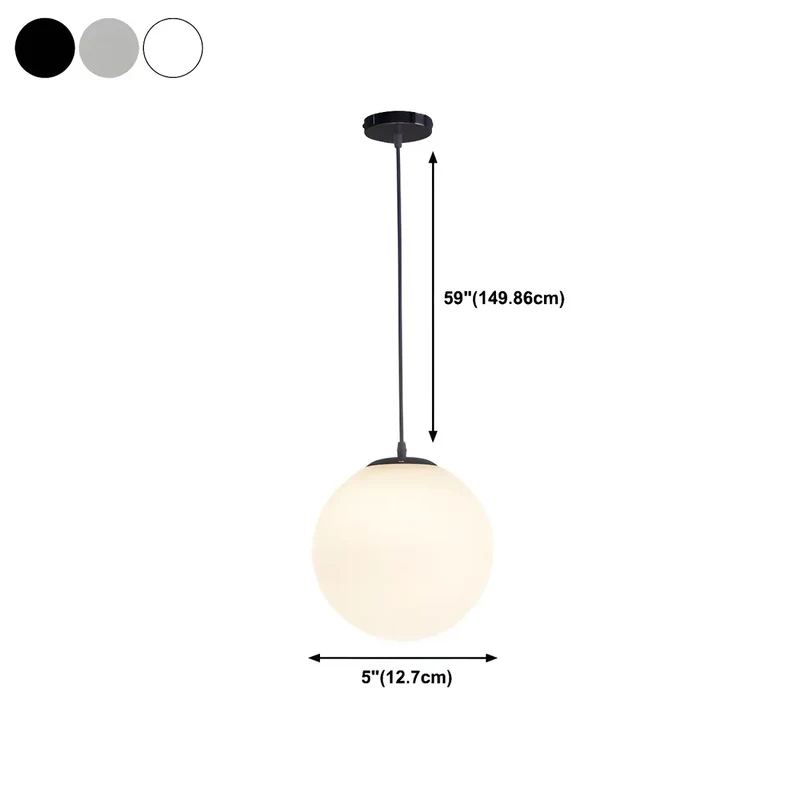 Moderne Witte Globe Hanglamp van Glas met Ronde Bolvorm in Diverse Maten voor Eetkamer en Woonkamer | Sansoti