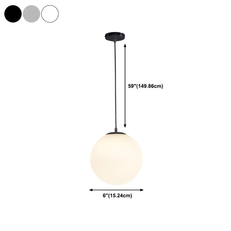 Moderne Witte Globe Hanglamp van Glas met Ronde Bolvorm in Diverse Maten voor Eetkamer en Woonkamer | Sansoti