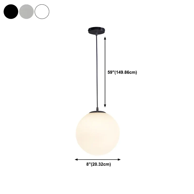 Moderne Witte Globe Hanglamp van Glas met Ronde Bolvorm in Diverse Maten voor Eetkamer en Woonkamer | Sansoti