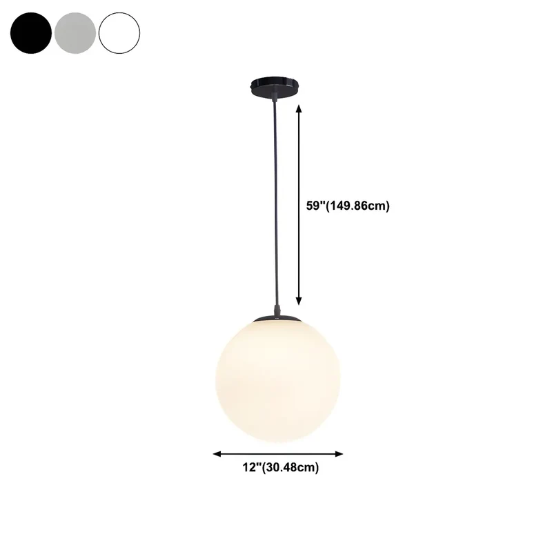 Moderne Witte Globe Hanglamp van Glas met Ronde Bolvorm in Diverse Maten voor Eetkamer en Woonkamer | Sansoti
