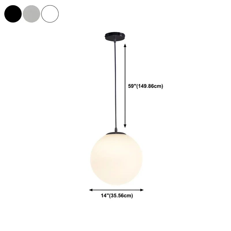 Moderne Witte Globe Hanglamp van Glas met Ronde Bolvorm in Diverse Maten voor Eetkamer en Woonkamer | Sansoti
