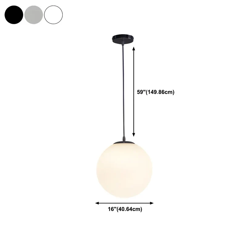Moderne Witte Globe Hanglamp van Glas met Ronde Bolvorm in Diverse Maten voor Eetkamer en Woonkamer | Sansoti