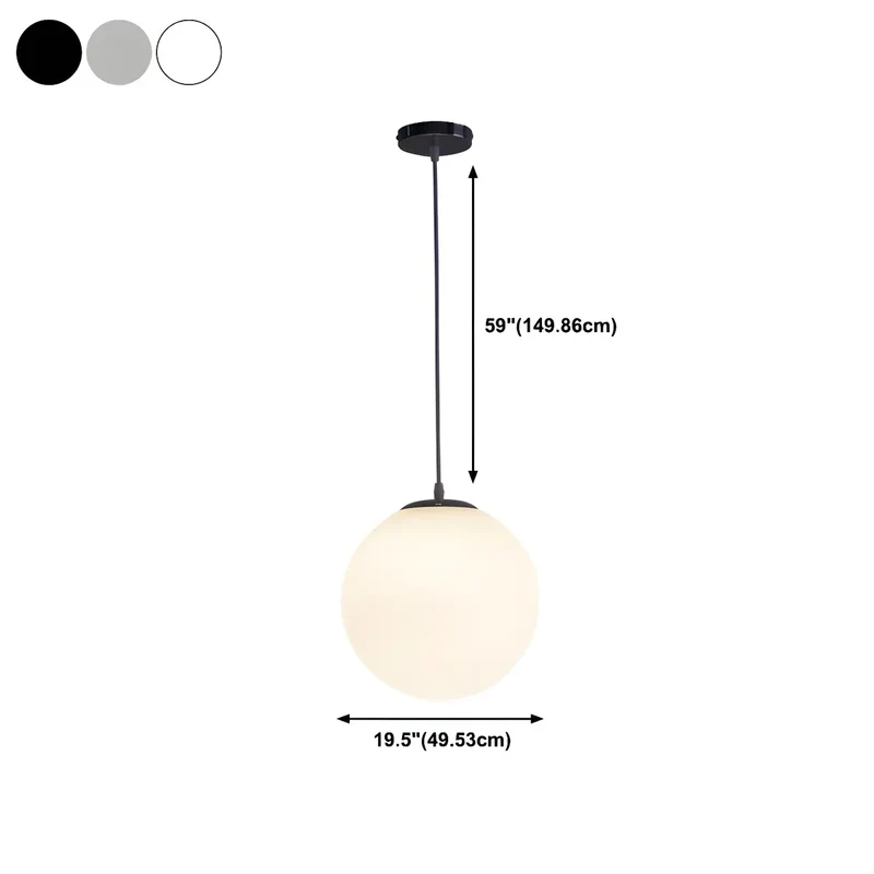Moderne Witte Globe Hanglamp van Glas met Ronde Bolvorm in Diverse Maten voor Eetkamer en Woonkamer | Sansoti