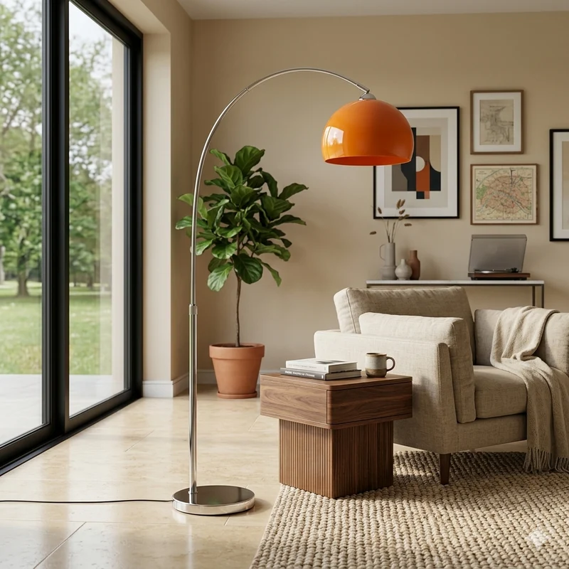 Moderne Boog Vloerlamp met Acryl Koepelkap en Metalen Frame 220 cm Hoog voor Woonkamer en Leeshoek | Sansoti