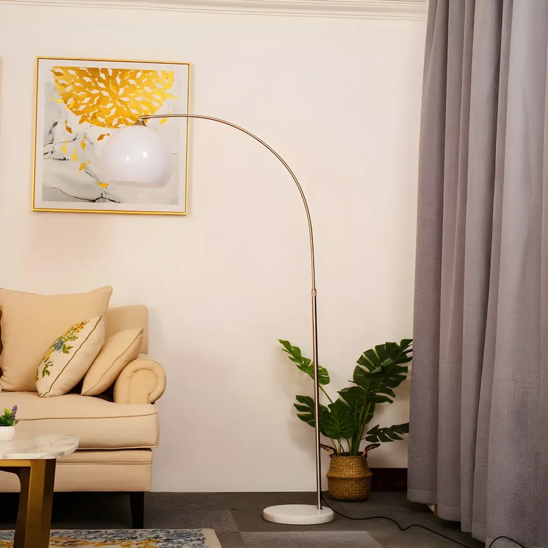 Moderne Boog Vloerlamp met Acryl Koepelkap en Metalen Frame 220 cm Hoog voor Woonkamer en Leeshoek | Sansoti