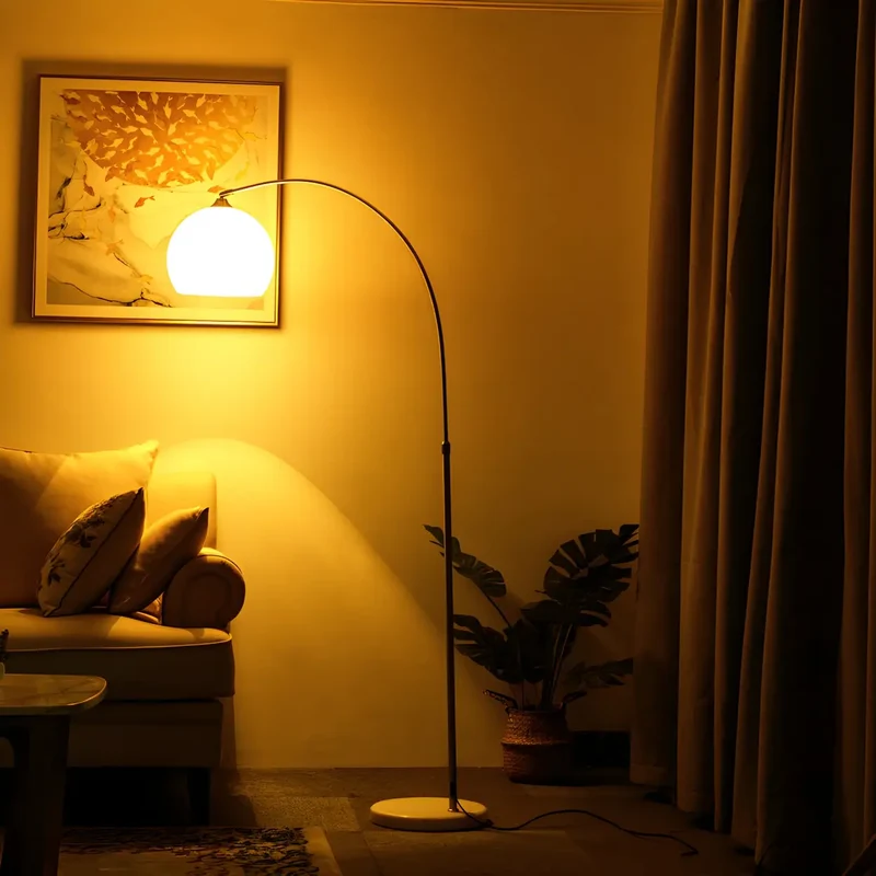Moderne Boog Vloerlamp met Acryl Koepelkap en Metalen Frame 220 cm Hoog voor Woonkamer en Leeshoek | Sansoti