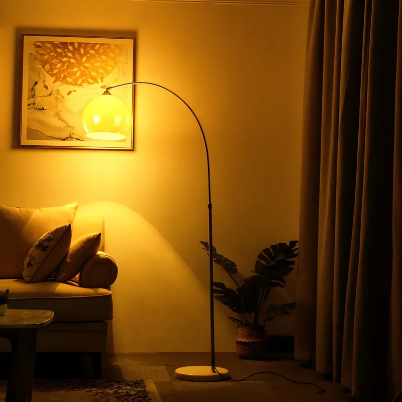 Moderne Boog Vloerlamp met Acryl Koepelkap en Metalen Frame 220 cm Hoog voor Woonkamer en Leeshoek | Sansoti