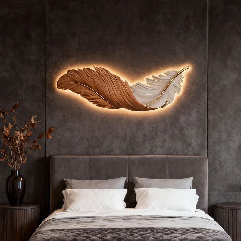 Wandlamp Veer LED Kunstpaneel USB Dimbaar 80cm 120cm | Sansoti
