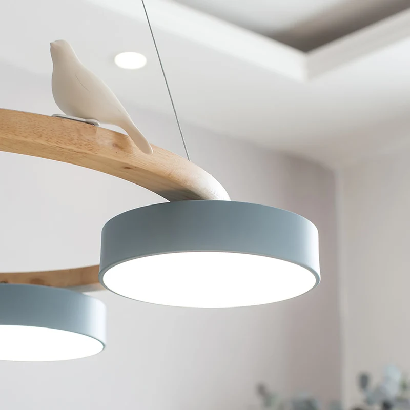 Ronde Hanglamp Met Vogels Houten Ring LED 65cm 72cm | Sansoti