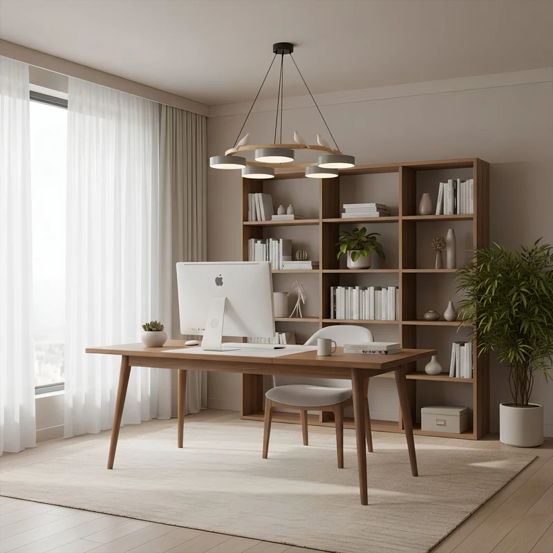 Ronde Hanglamp Met Vogels Houten Ring LED 65cm 72cm | Sansoti