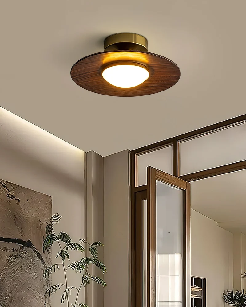 Plafondlamp Houtlook Goud LED Rond 24cm Modern Design | Sansoti