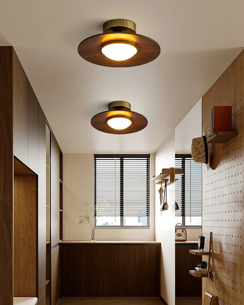 Plafondlamp Houtlook Goud LED Rond 24cm Modern Design | Sansoti