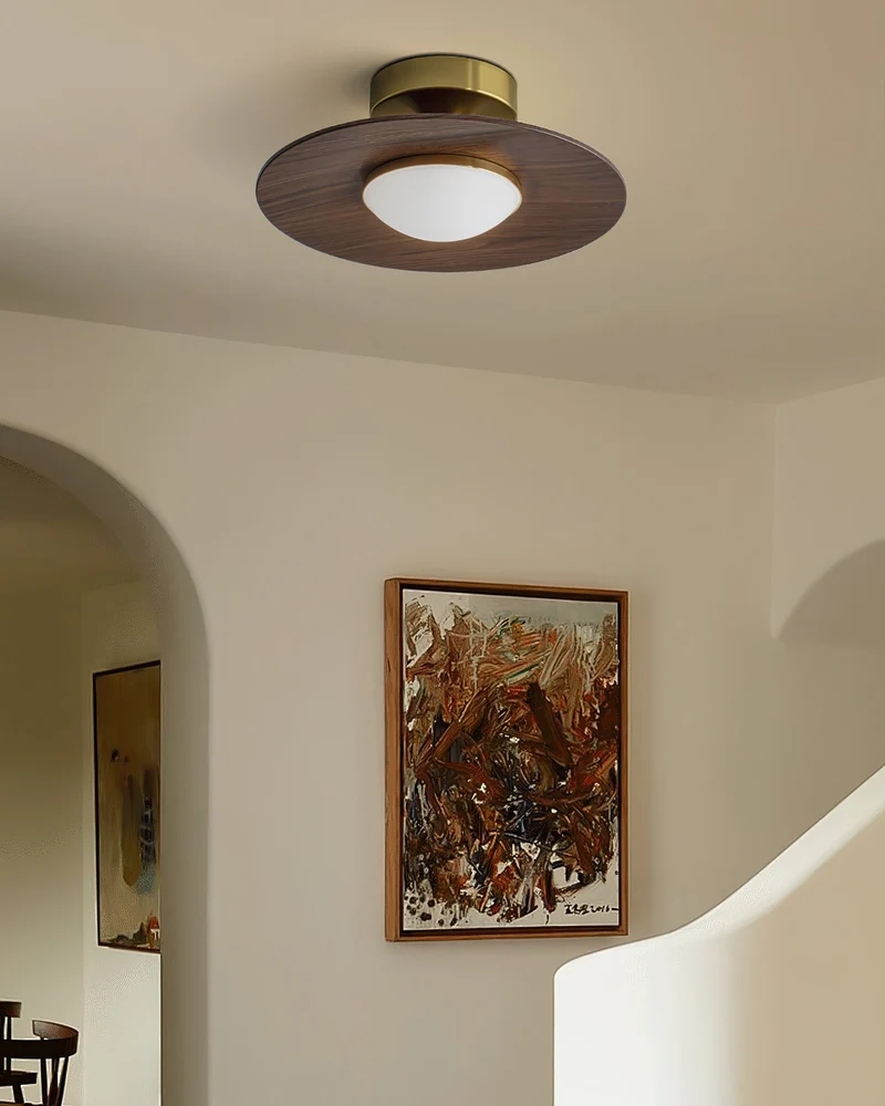 Plafondlamp Houtlook Goud LED Rond 24cm Modern Design | Sansoti