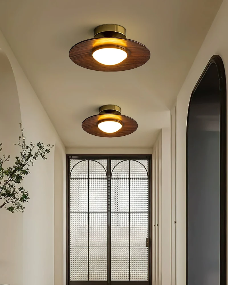 Plafondlamp Houtlook Goud LED Rond 24cm Modern Design | Sansoti
