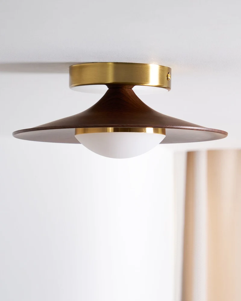Plafondlamp Houtlook Goud LED Rond 24cm Modern Design | Sansoti