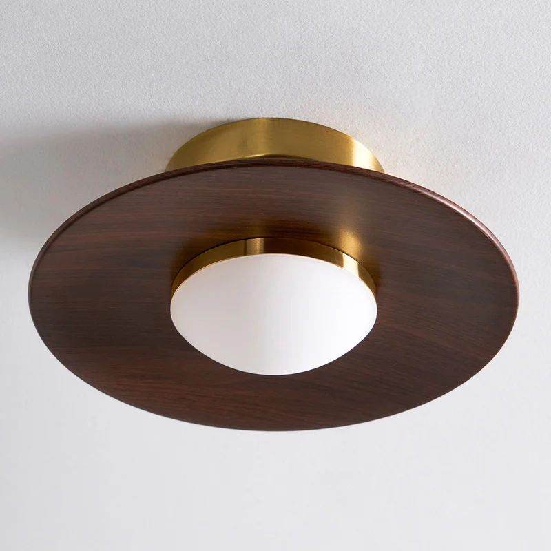 Plafondlamp Houtlook Goud LED Rond 24cm Modern Design | Sansoti