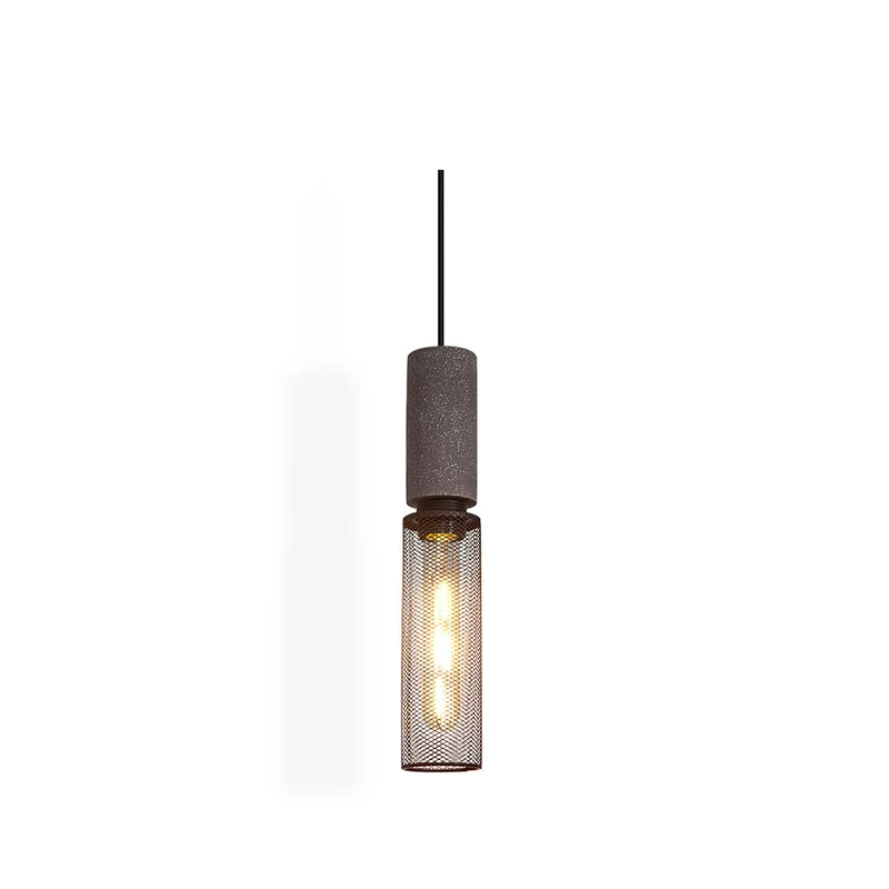 Beton Hanglamp Industrieel Cilinder Metaal Zwart Grijs E27 | Sansoti